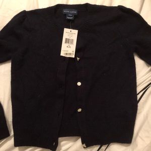 NWT Ralph Lauren Navy Sweater Cardigan Girls 7